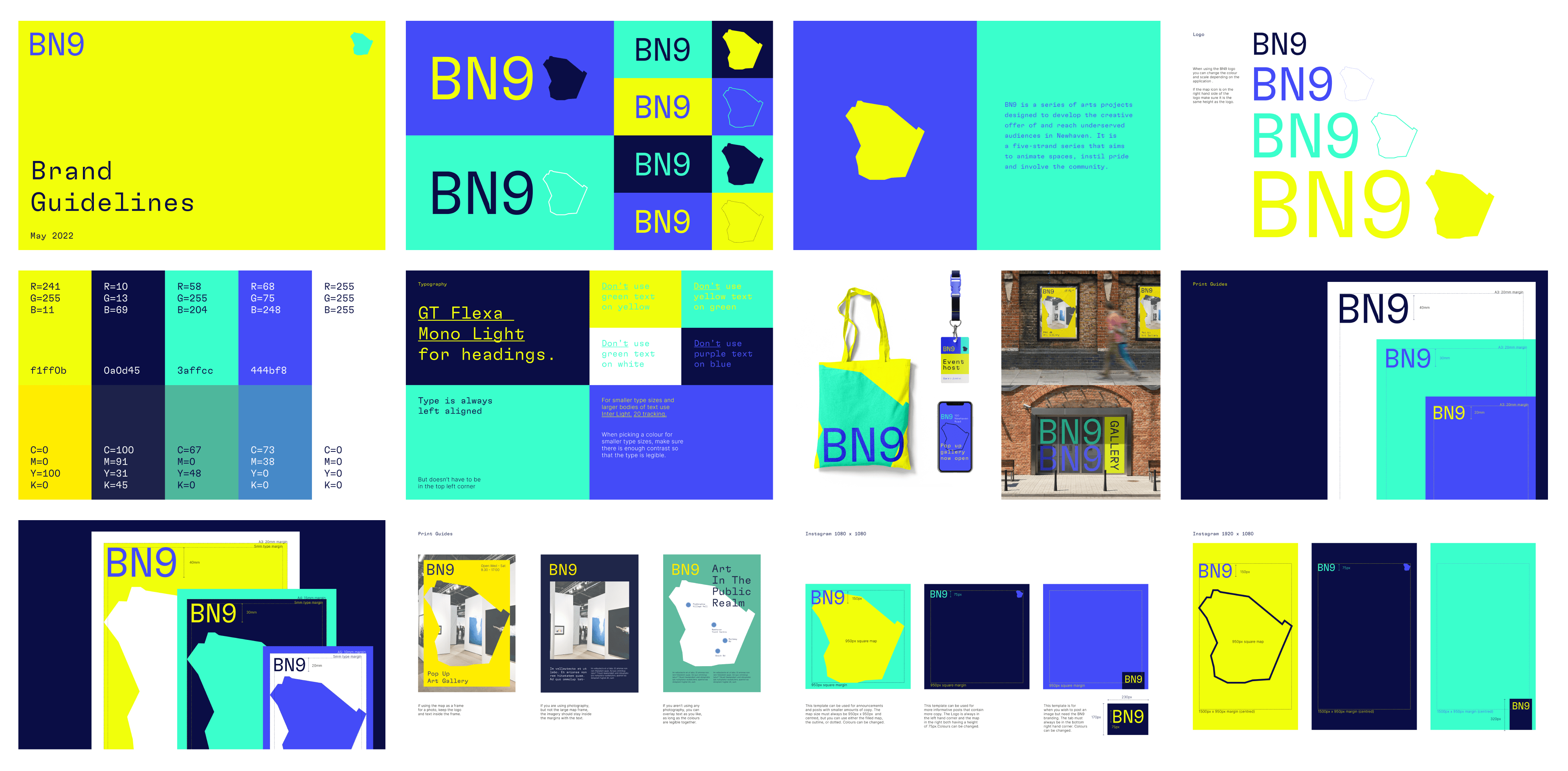 spreads from Newhaven's BN9 brand guidelines 