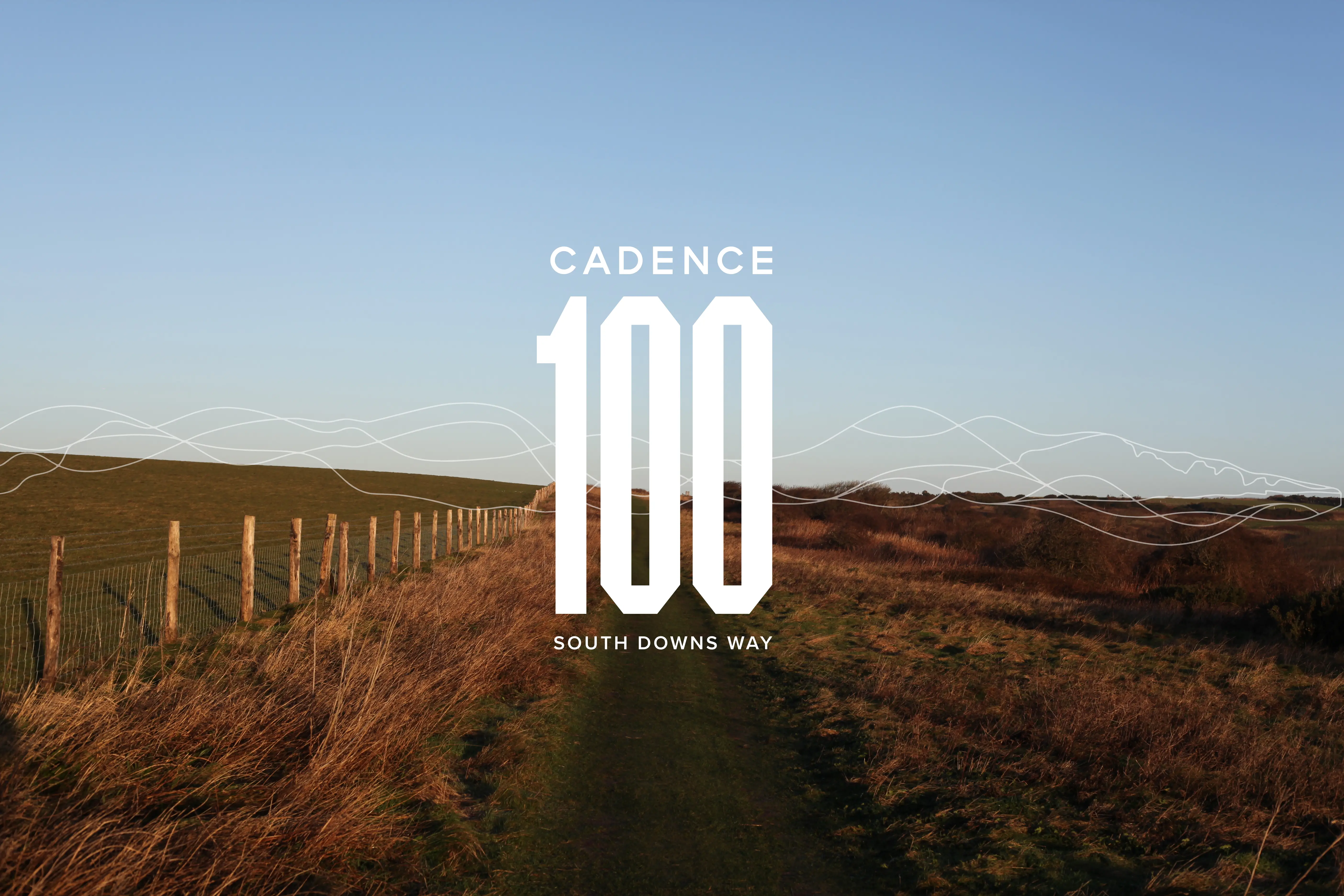 Visual of Cadence website showing the line: 100 miles across the South Downs, Let's Go. 