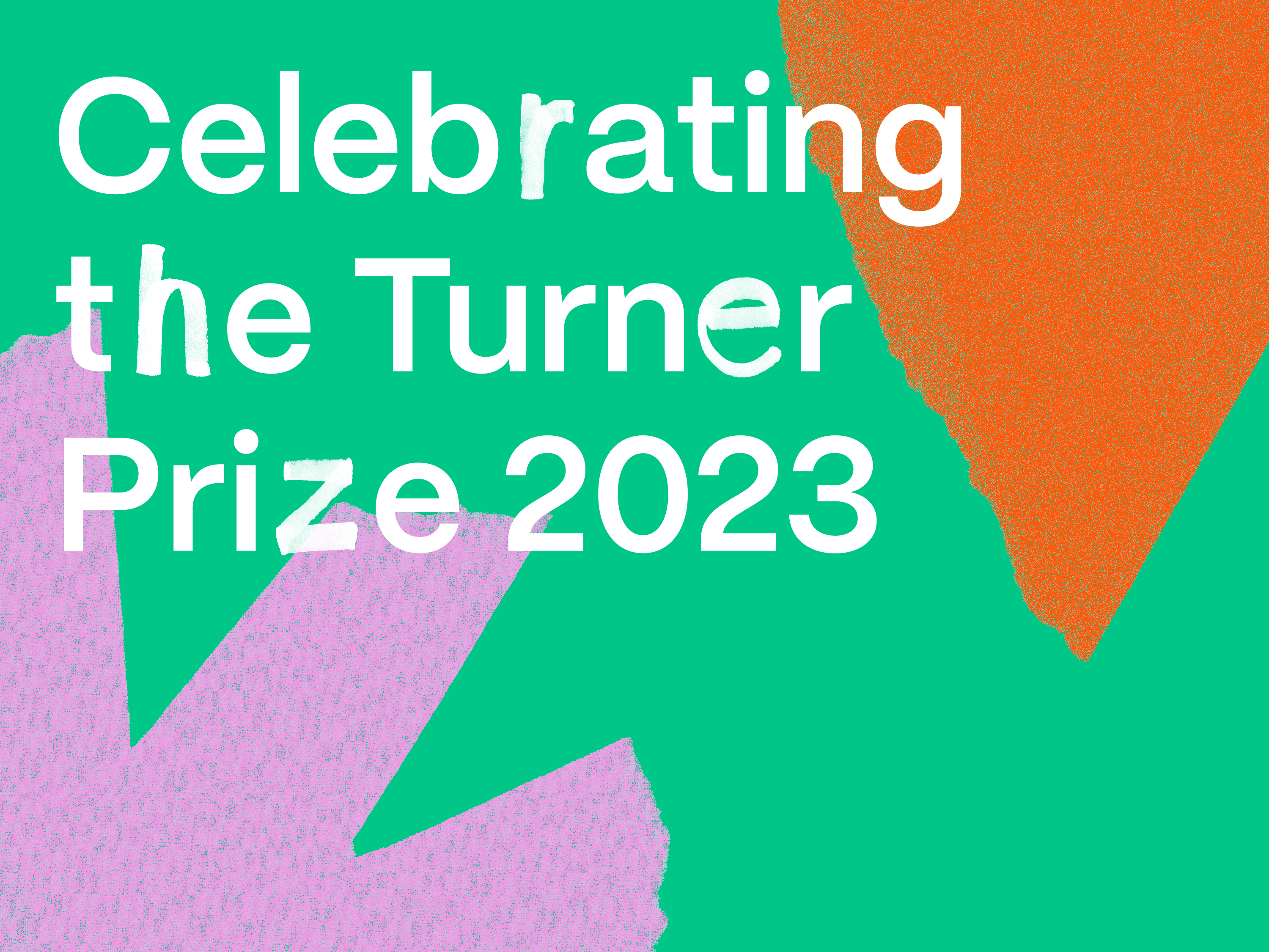 Graphic with the words 'Celebrating the Turner Prize 2023' in white on green, used for the Eastbourne Alive visual identity