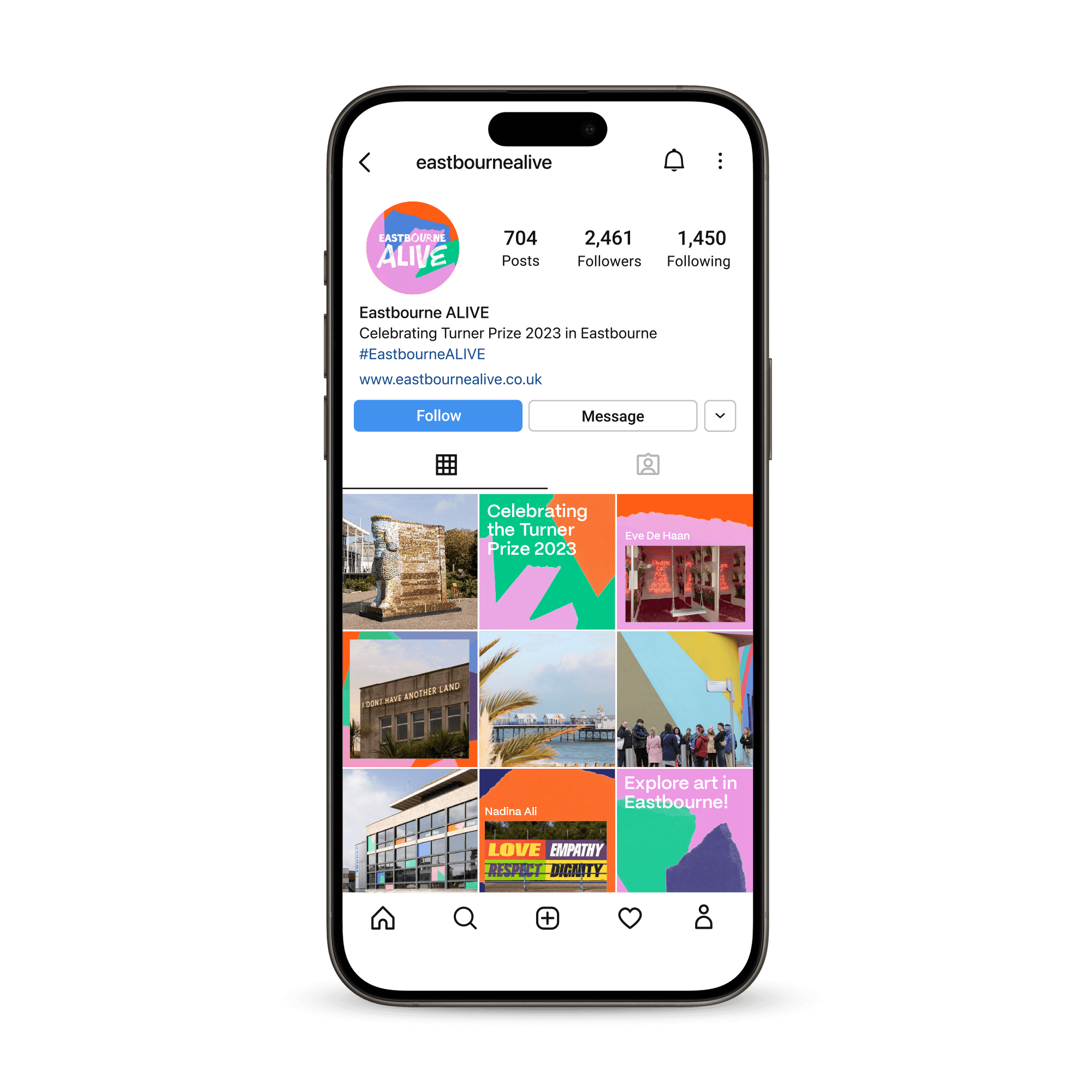 Eastbourne ALIVE instagram feed, using templates designed by Two Pens