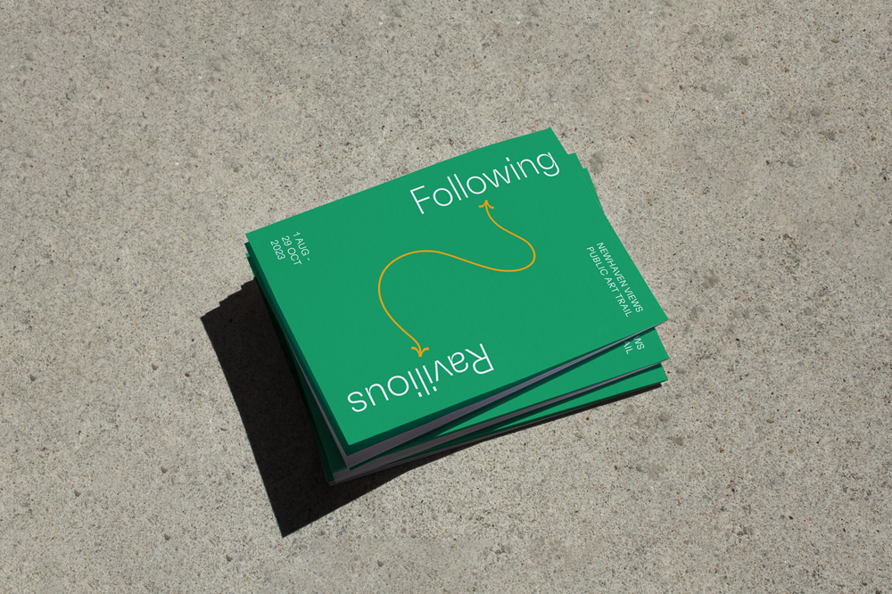 folded front cover of Following Ravilious public art trail map 