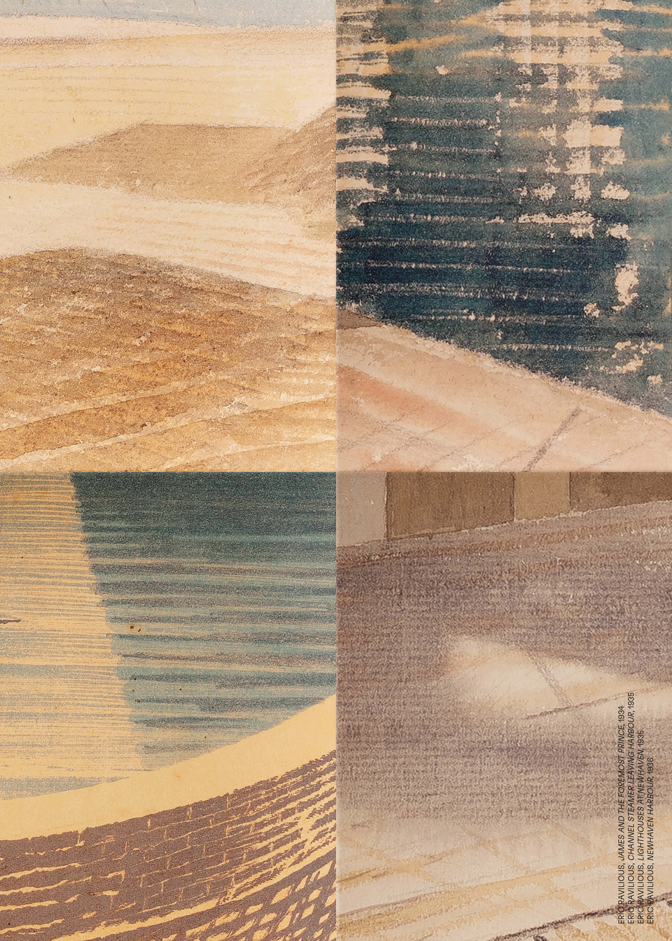 close up of unfolded inside of Following Ravilious Newhaven public art trail map 