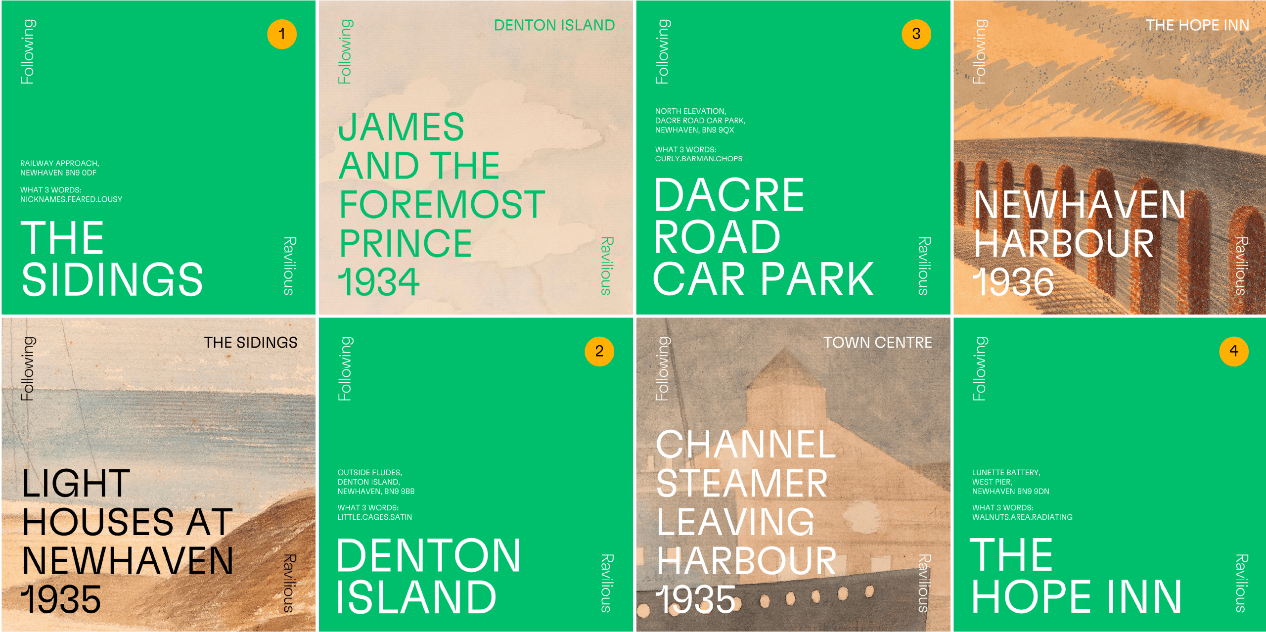 Following Ravilious Newhaven public art trail Canva templates for social media 